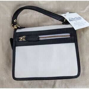 Vintage new Sondra Roberts canvas leather wallet wristlet black white